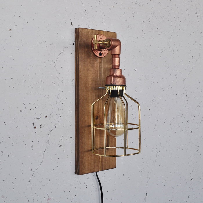 Opviq Lámpara de pared de madera y oro rosa Pp168